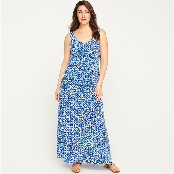 J. MCLAUGHLIN Catalina Cloth Brandisi Blue Ornate Scroll Maxi Dress Sz S {3R45} - Picture 1 of 8
